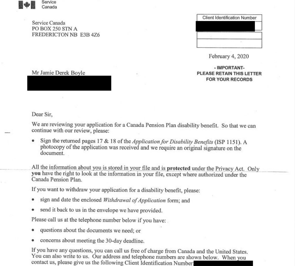 Canada Pension Plan Disability Benefits - CPP Disability - Jamie Boyle Guillain Barre Syndrome GBS