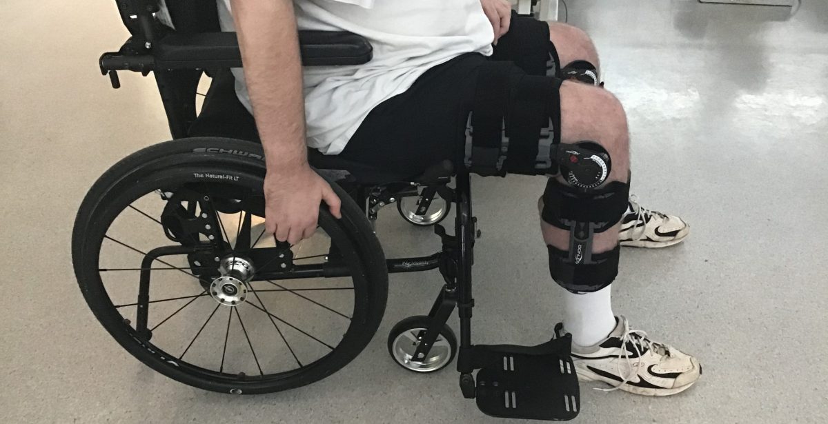 DonJoy X-Act Rom Knee Brace Fitting For Walking Support For Jamie Boyle Guillain Barre Syndrome Recovery