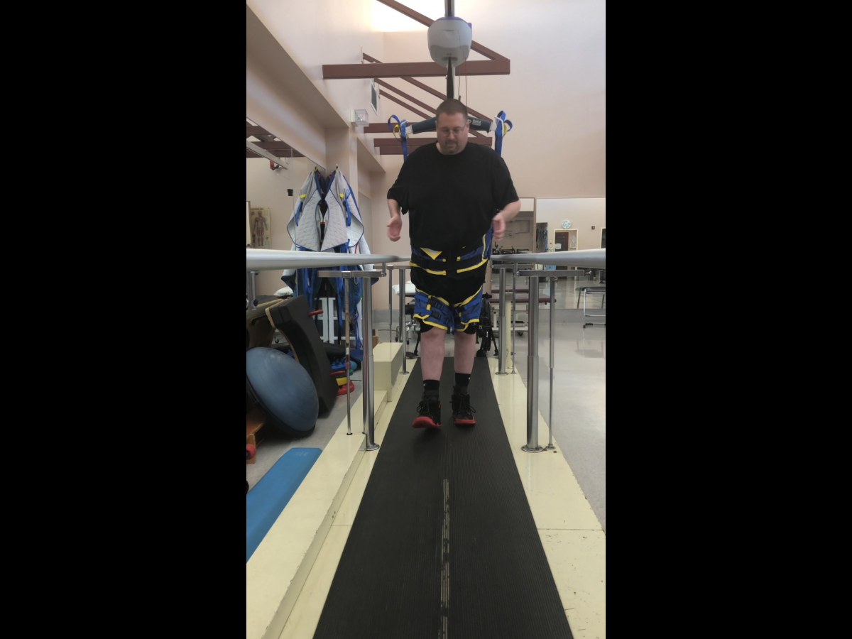 Jamie Boyle Guillain Barre Syndrome Recovery - Walking In Parallel Bars Not Holding On The Bars